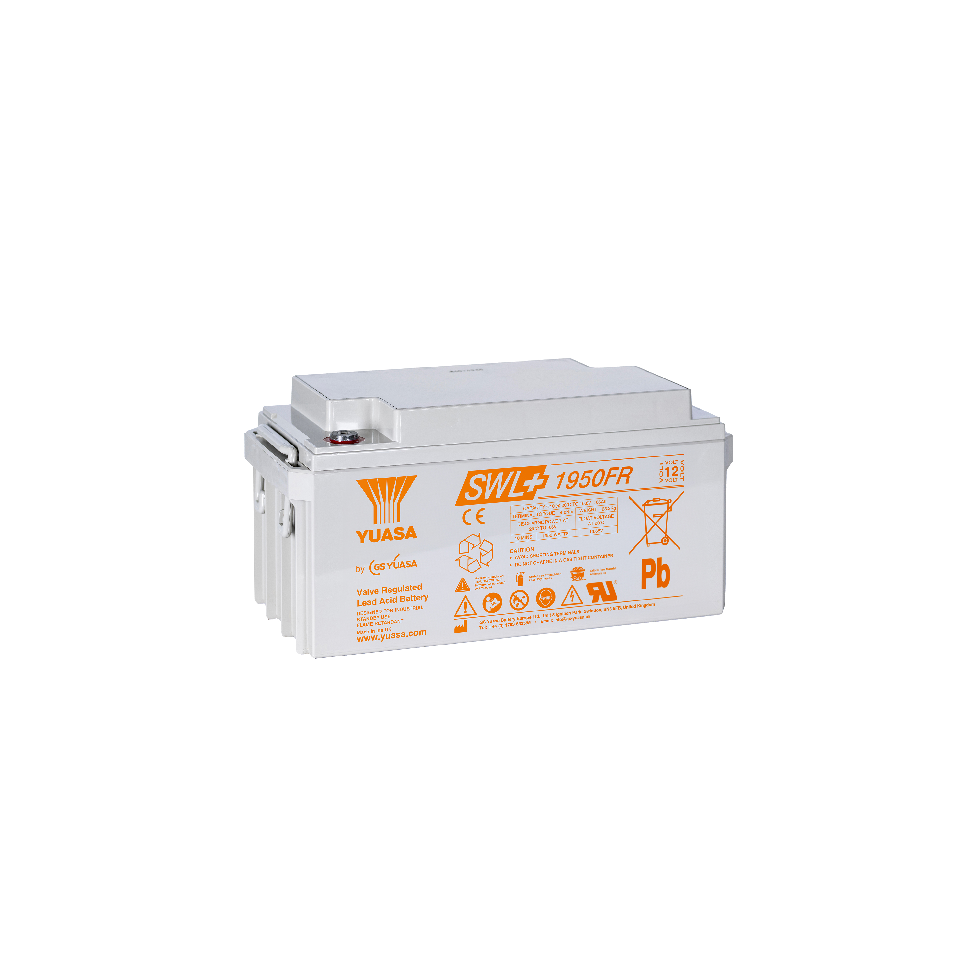 Yuasa SWL+1950FR Industrielle VRLA-Batterie – 12V / 74Ah (Flammhemmend / High Rate Plus)
