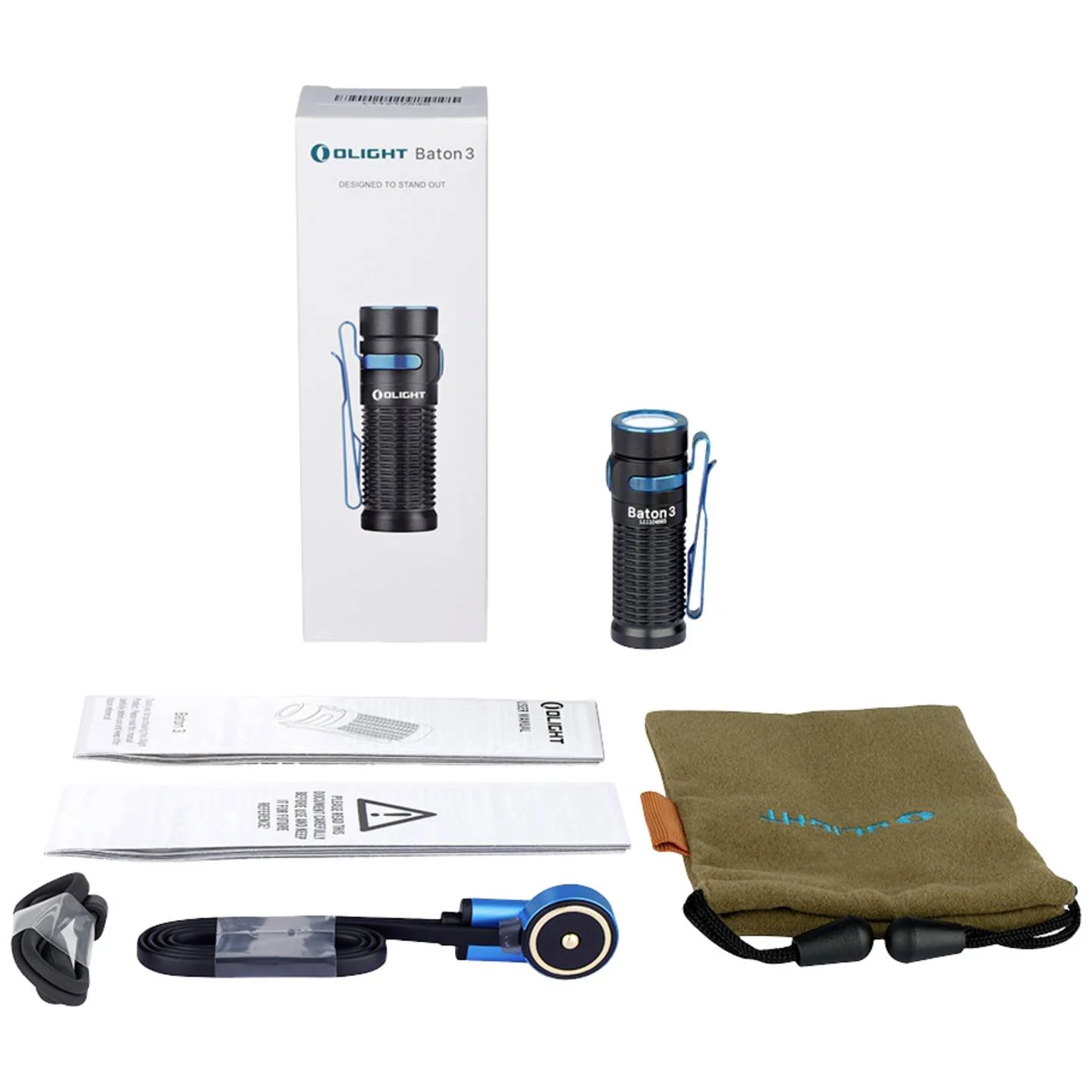 Bild OLight Baton 3 Premium Edition Professionelle LED Taschenlampe mit Ladecase