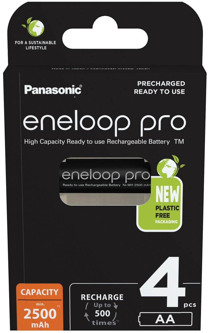 Panasonic Eneloop Pro BK-3HCDE – Leistungsstarke AA-Akkus im 4er-Blister (Kartonverpackung)