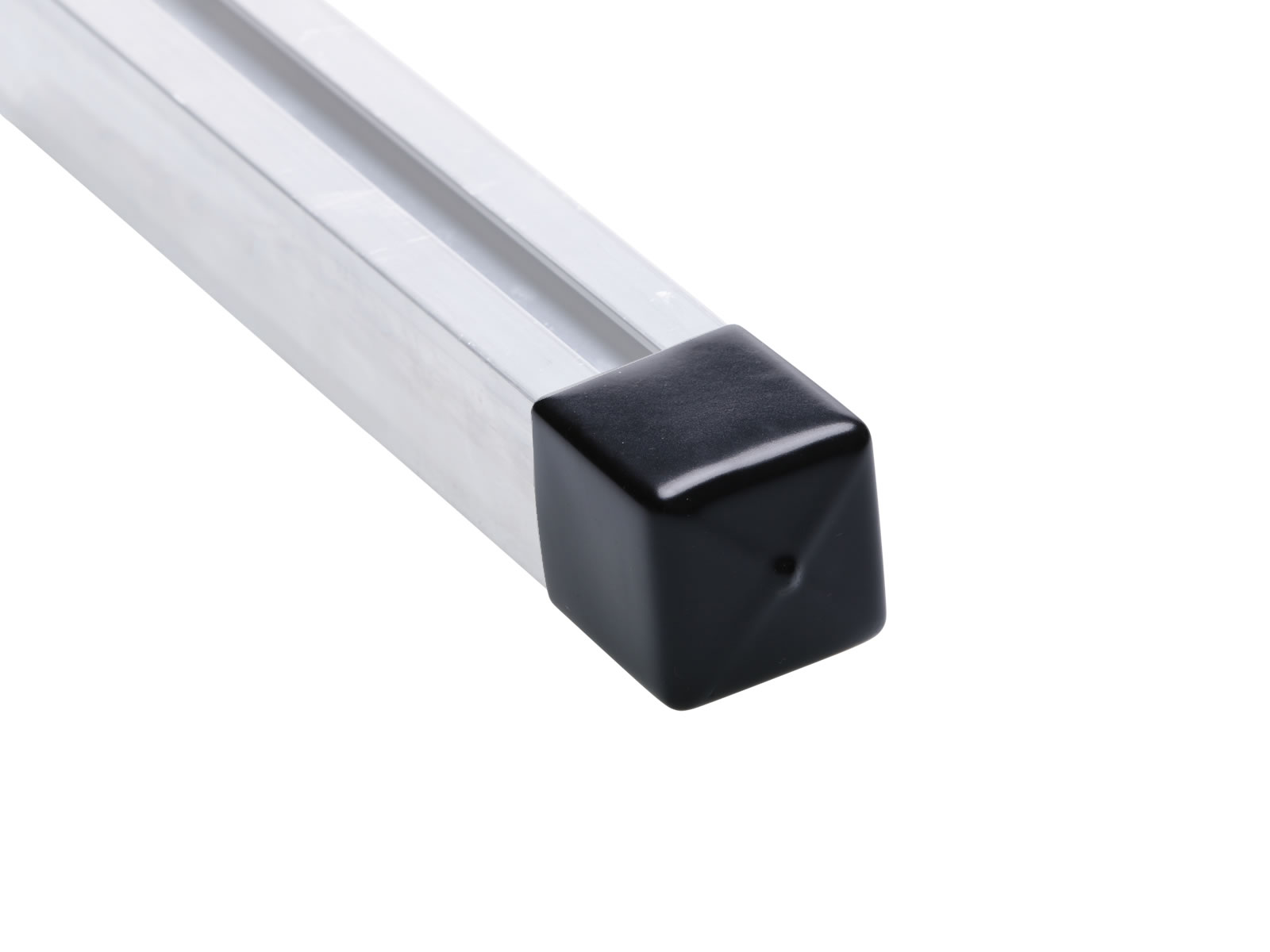 Rechteckkappen 40x40x28 mm, schwarz PE (Polyethylen) mit Schraube und Mutter