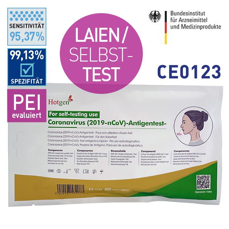 Hotgen COVID-19 Antigen Nasenbohrer / Laien / Selbsttests CE