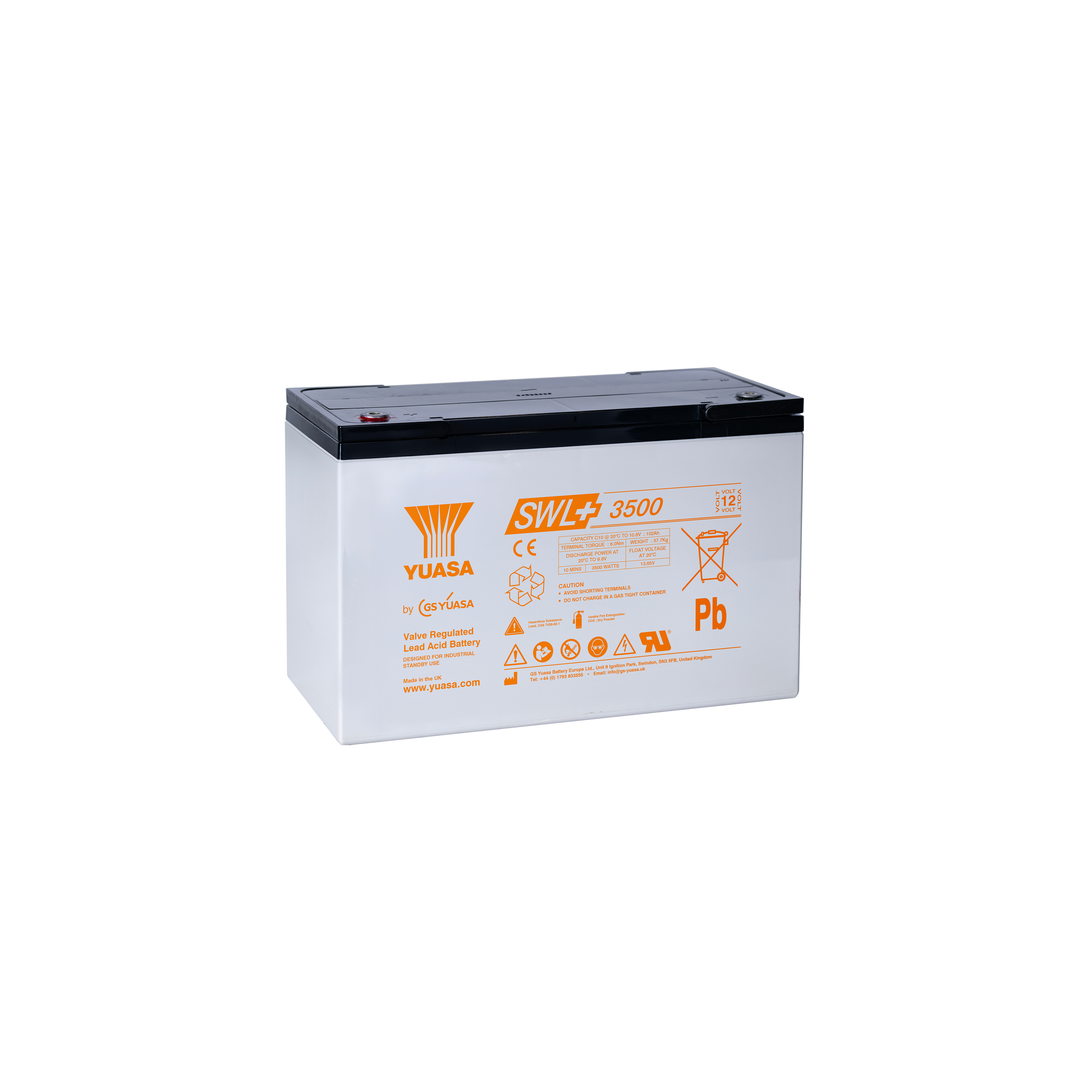 Yuasa SWL+3500 Industrielle VRLA-Batterie – 12V / 110,2Ah (Maximum Power)