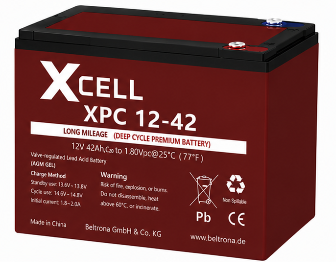 Xcell XPC12-42 AGM-Gel-Cyclic-Bleiakku 12V / 42Ah