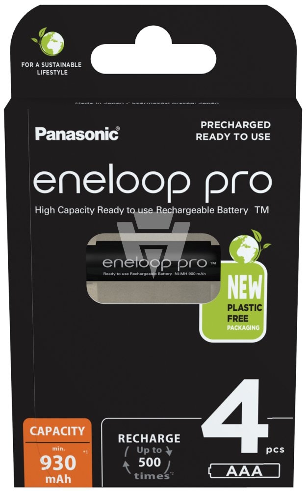 Panasonic Eneloop Pro BK-4HCDE 4er-Blister – Hochleistungs-AAA-Akkus im umweltfreundlichen Karton