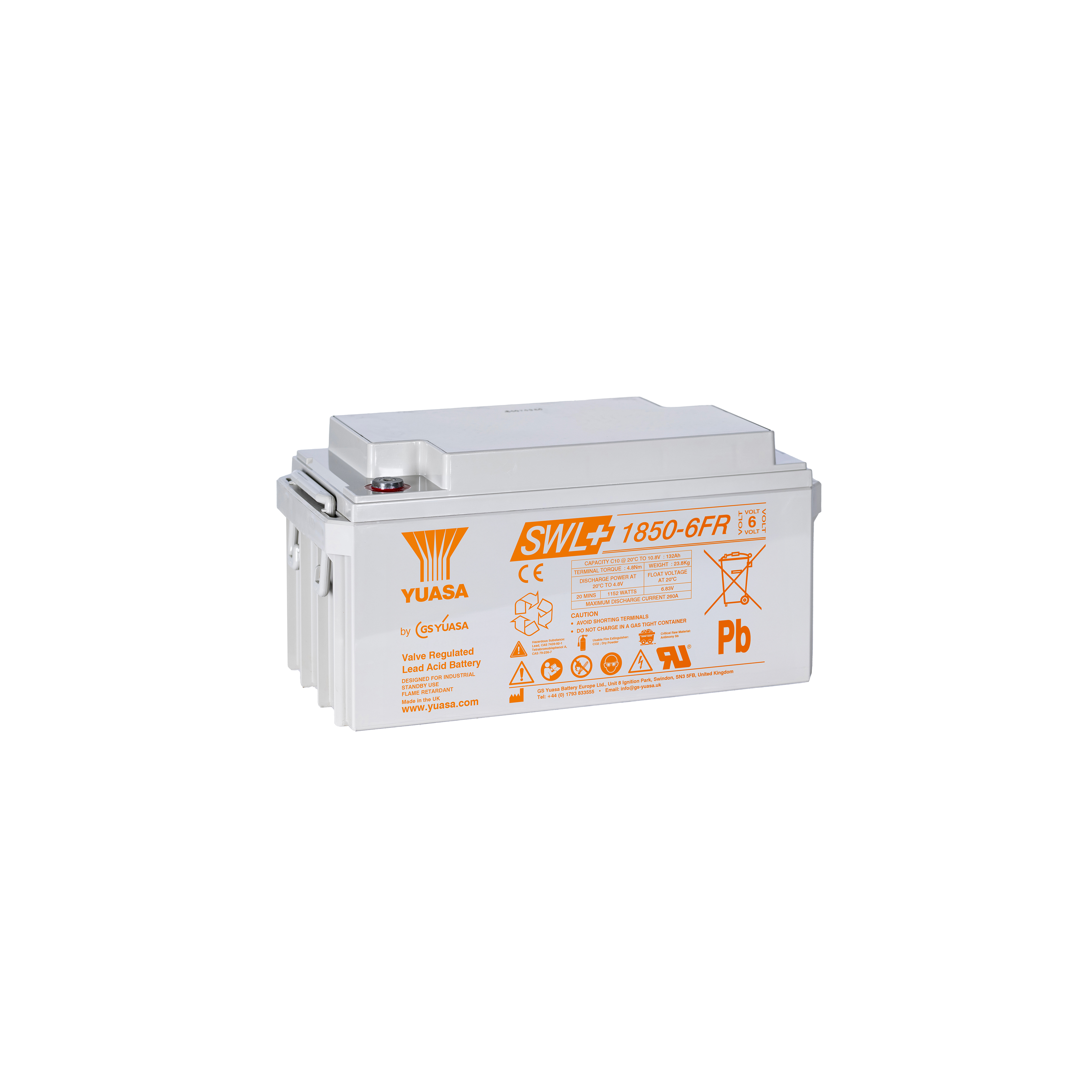 Yuasa SWL+1850-6FR Industrielle VRLA-Batterie – 6V / 148Ah (High Rate Monoblock)