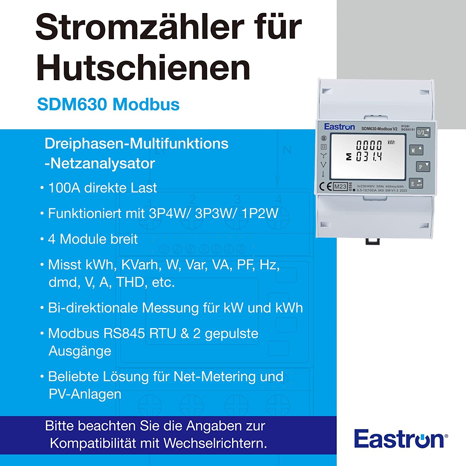 Stromzähler Eastron SDM630-MODBUS V2 MID