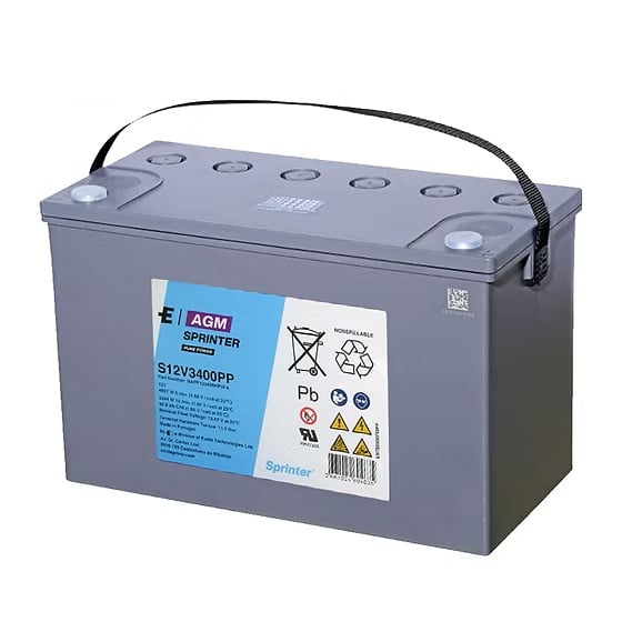 Exide Sprinter S12V3400PPV0 Bleiakku mit 12 V und 92,8 Ah