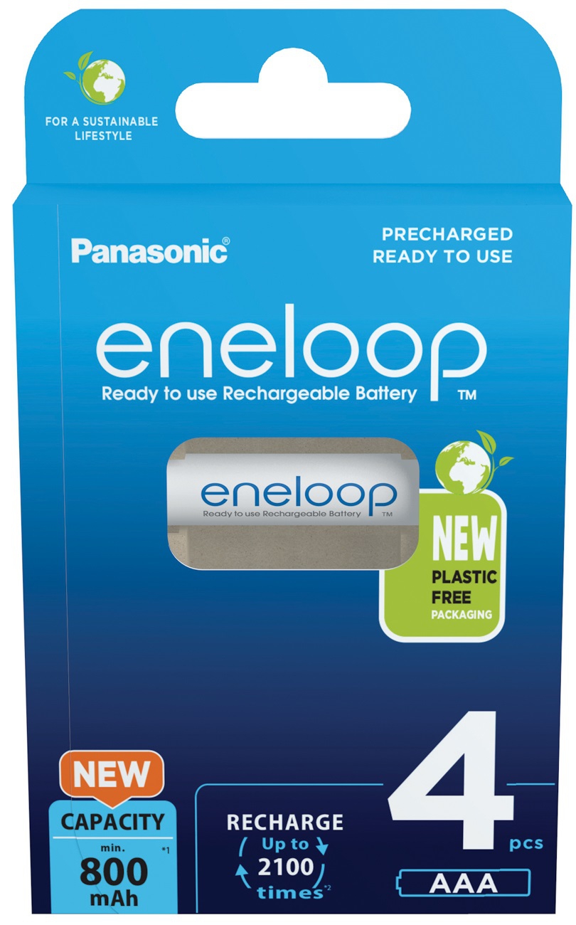 Panasonic Eneloop BK-4MCDE 4er-Blister – Wiederaufladbare AAA-Akkus im Karton