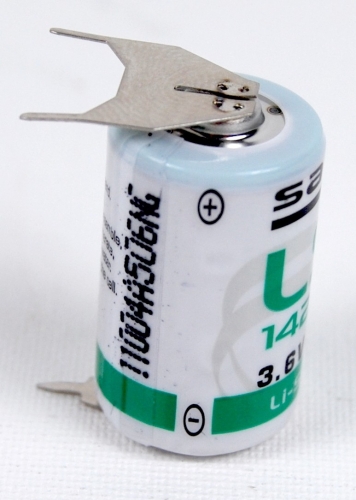 Saft Lithium Rundzelle LS14250 3PF mit 3,6 V und 1,2 Ah Saft Lithium Rundzelle LS14250 3PF mit 3,6 V und 1,2 Ah