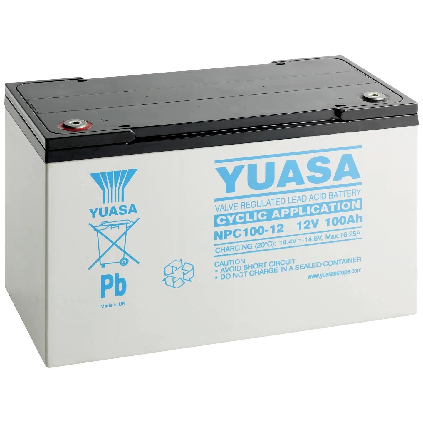 Yuasa NPC100-12 Zyklenfester Bleiakku mit 12V und 100Ah