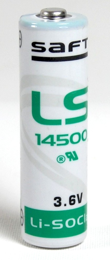 Saft Lithium Rundzelle LS14500 mit 3,6 V und 2,6 Ah Saft Lithium Rundzelle LS14500 mit 3,6 V und 2,6 Ah