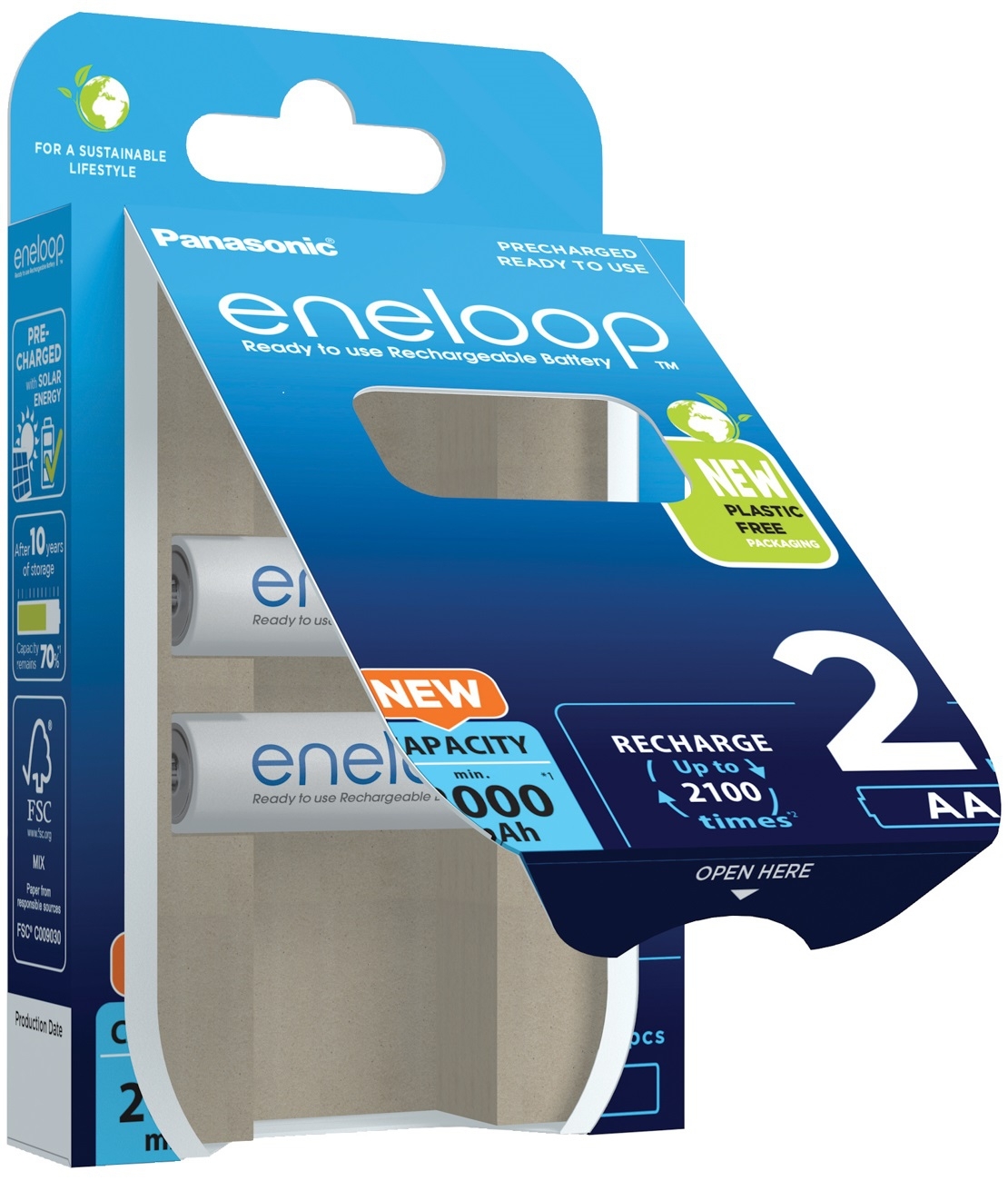 Panasonic Eneloop BK-3MCDE  2er-Blister (Karton)
