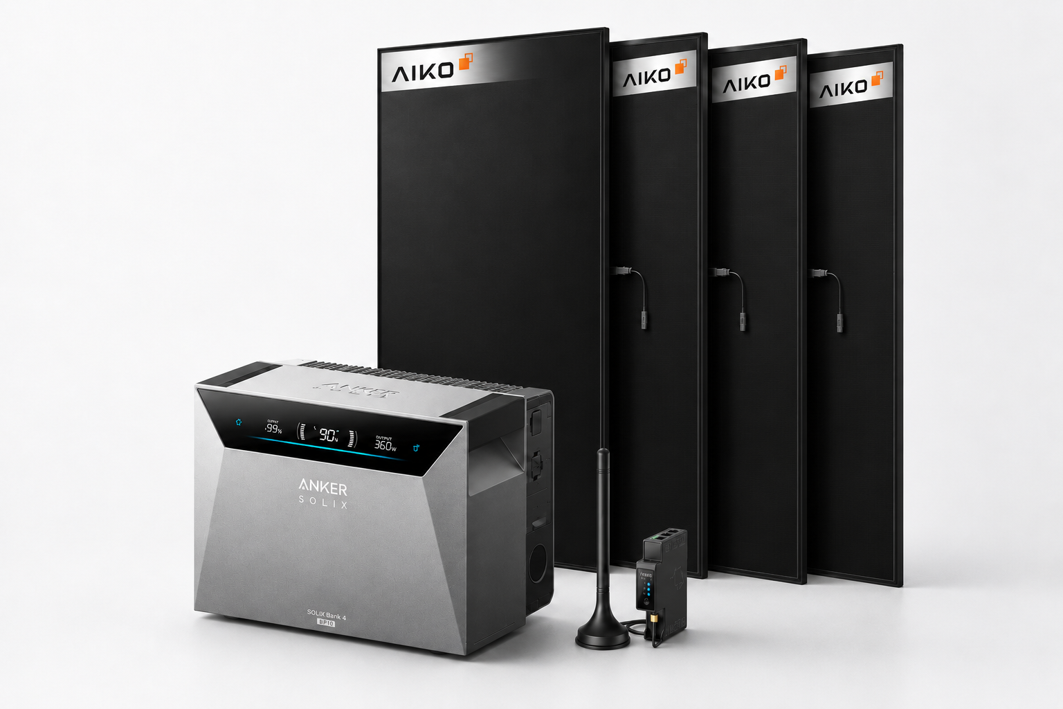 Anker SOLIX Solarbank 4 Set + 4 x AIKO 480 W Solarmodule + Smart Meter 1,92 kWp
