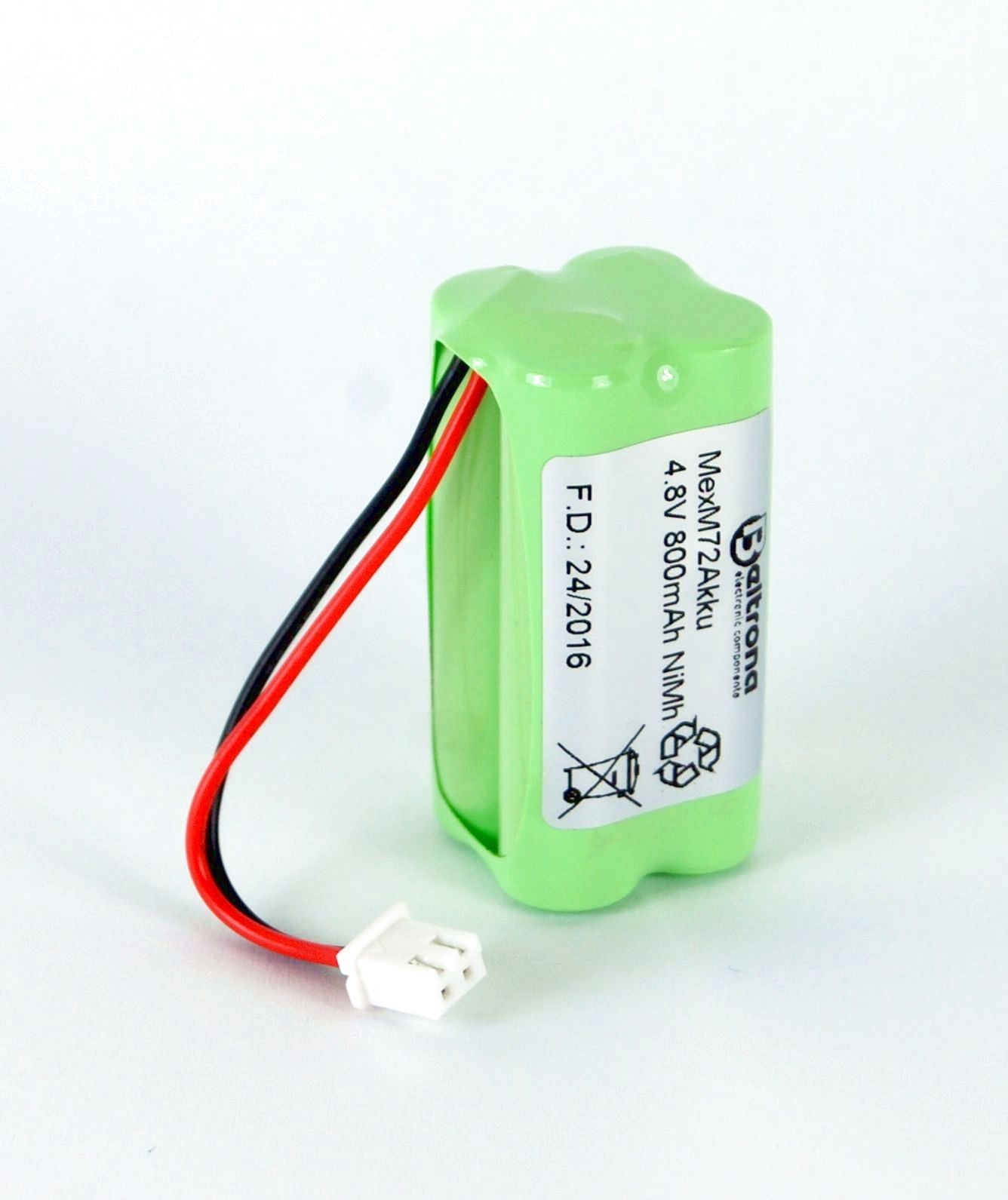 Ersatzakku für Mexcel Notleuchten-Serie M72 NiMH AAA 4,8V 800mAh Beltrona 4er-Würfel AAA mit Kabel und JST Stecker