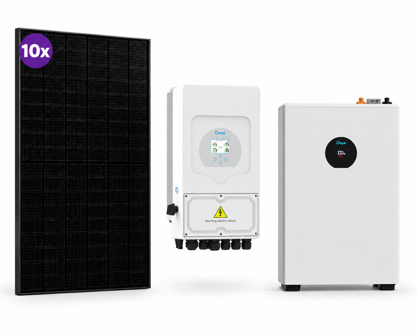 Niedervolt PV-Set bestehend aus: Deye SUN-3.6kW 1Phasen Hybrid-Wechselrichter, 1x Deye SE-F5C Pro sowie 10x 460W JA Solar Full-Black Glas-Glas Modul