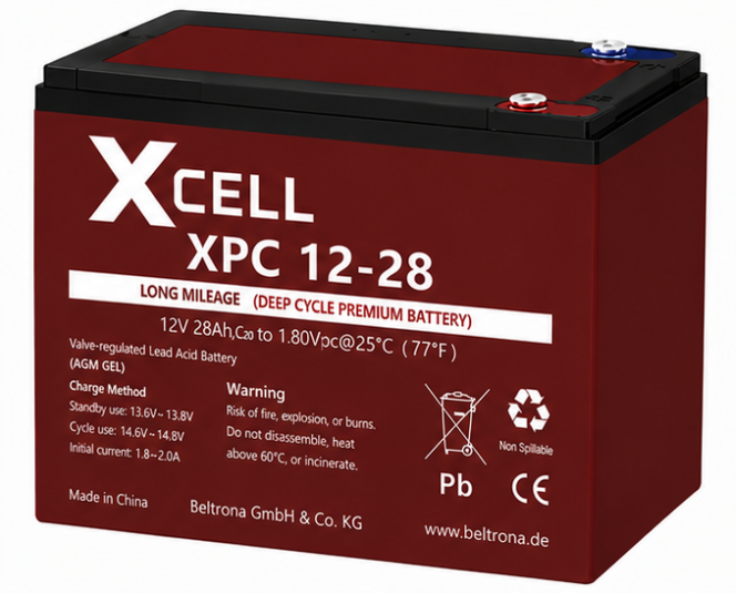 Xcell XPC12-28 AGM-Gel-Cyclic-Bleiakku 12V / 28Ah