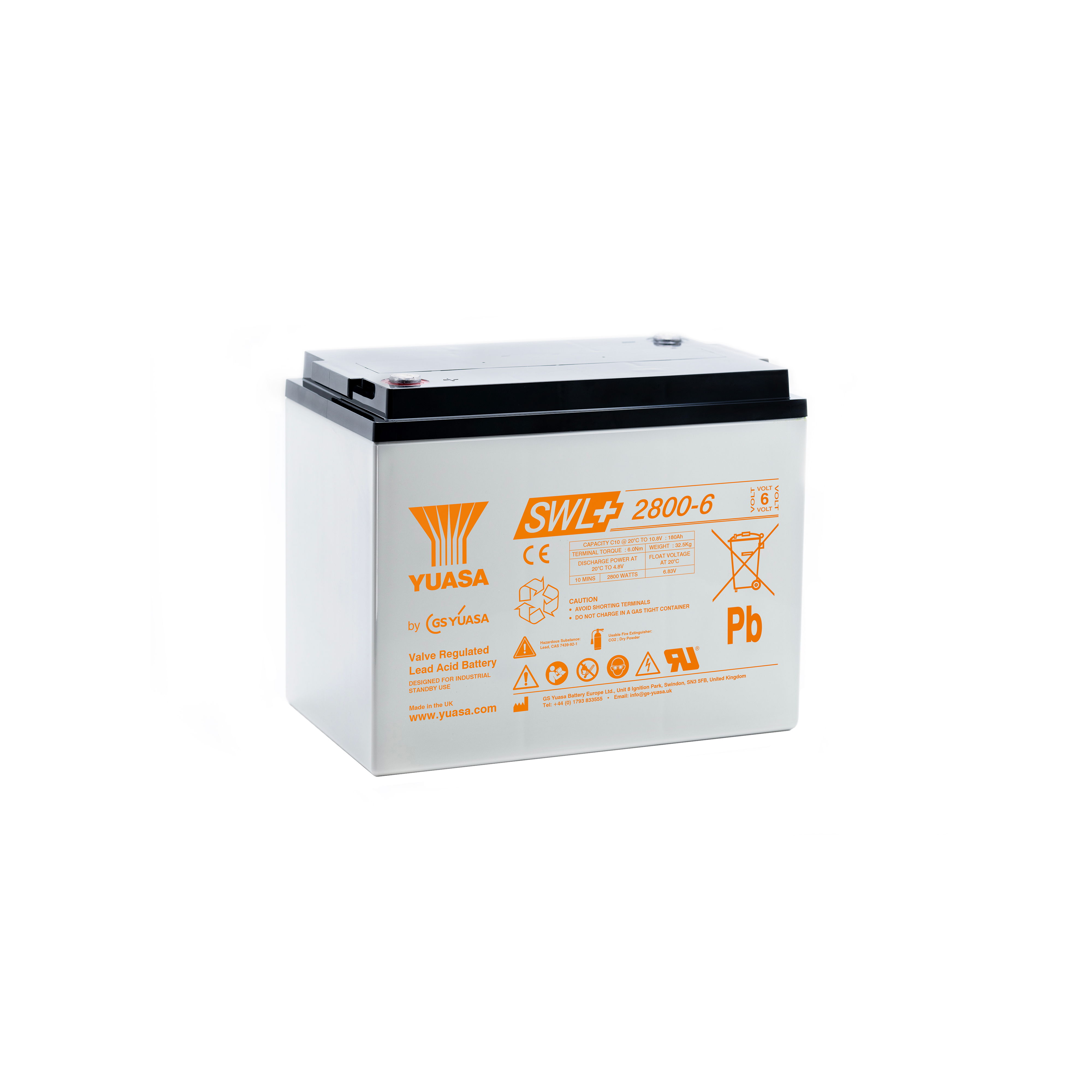 Yuasa SWL+2800-6 Industrielle VRLA-Batterie – 6V / 184Ah (High Rate Monoblock)