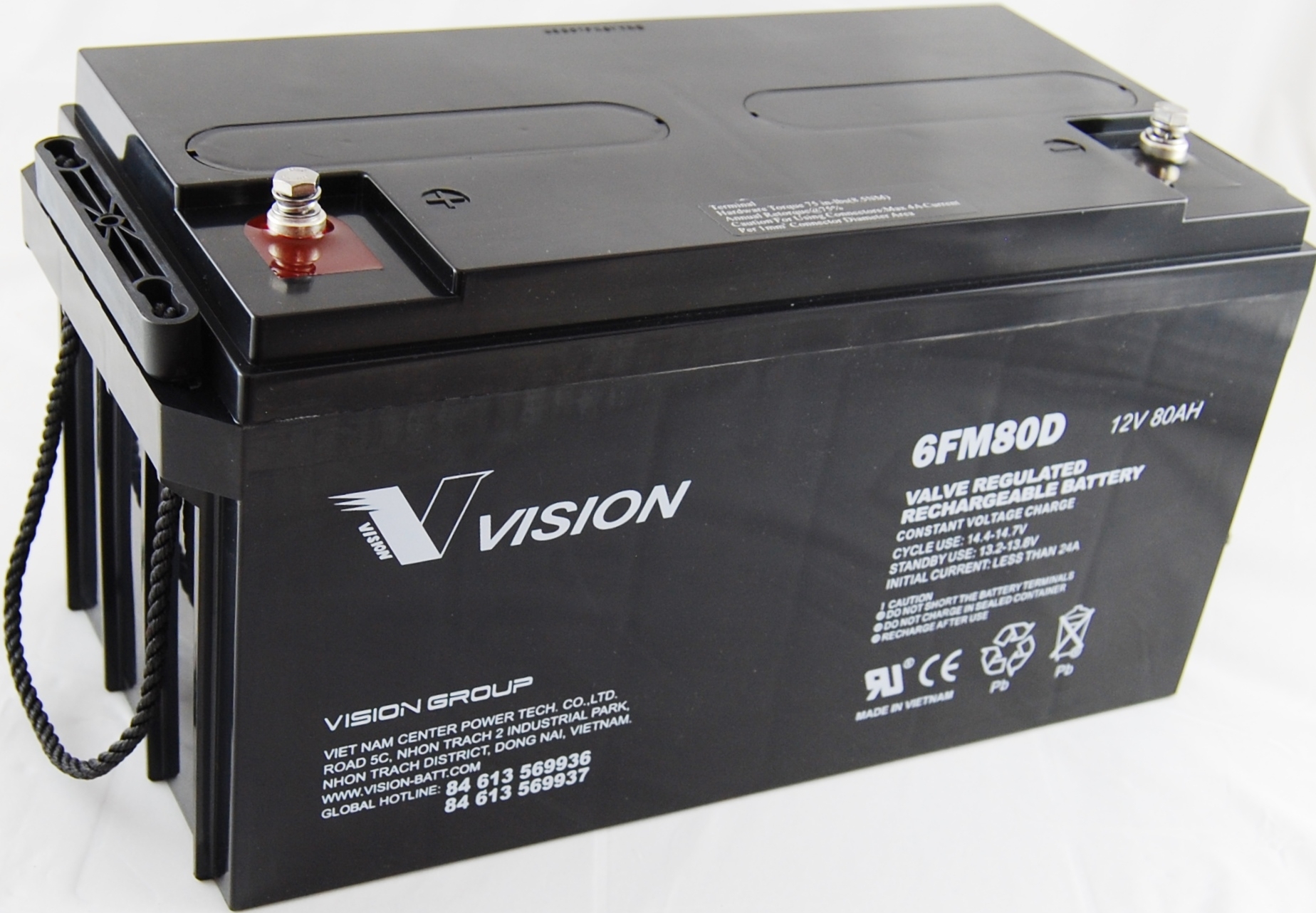 Vision Bleiakku 6FM80DX Cyclic 12 V 80 Ah 350x167x179mm 183mm über Pole