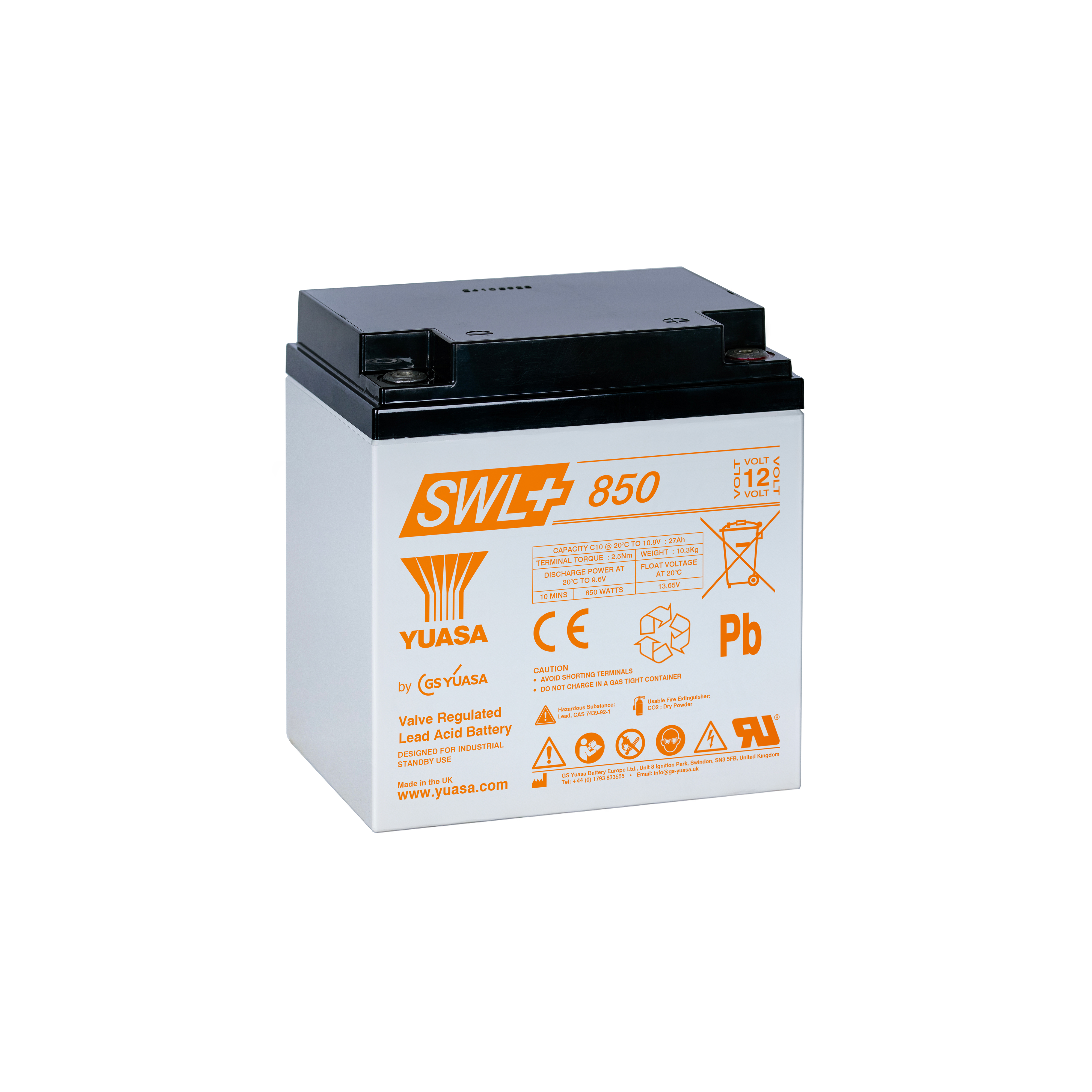 Yuasa SWL+850 Industrielle VRLA-Batterie – 12V / 28,8Ah (High Rate Performance)
