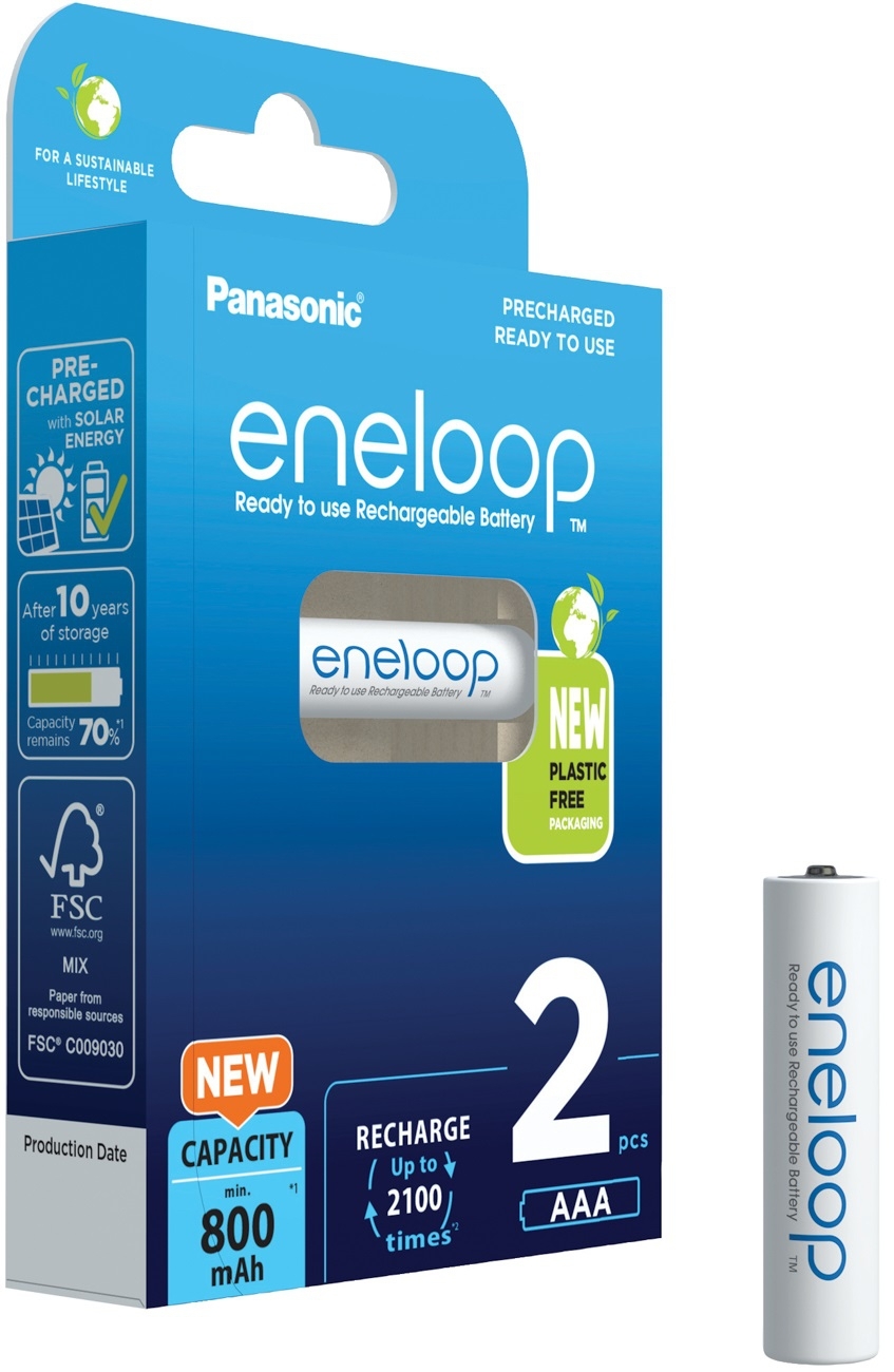 Bild Panasonic Eneloop AAA NiMH Akku BK-4MCDE 1,2V 750mAh (2er-Kartonblister)
