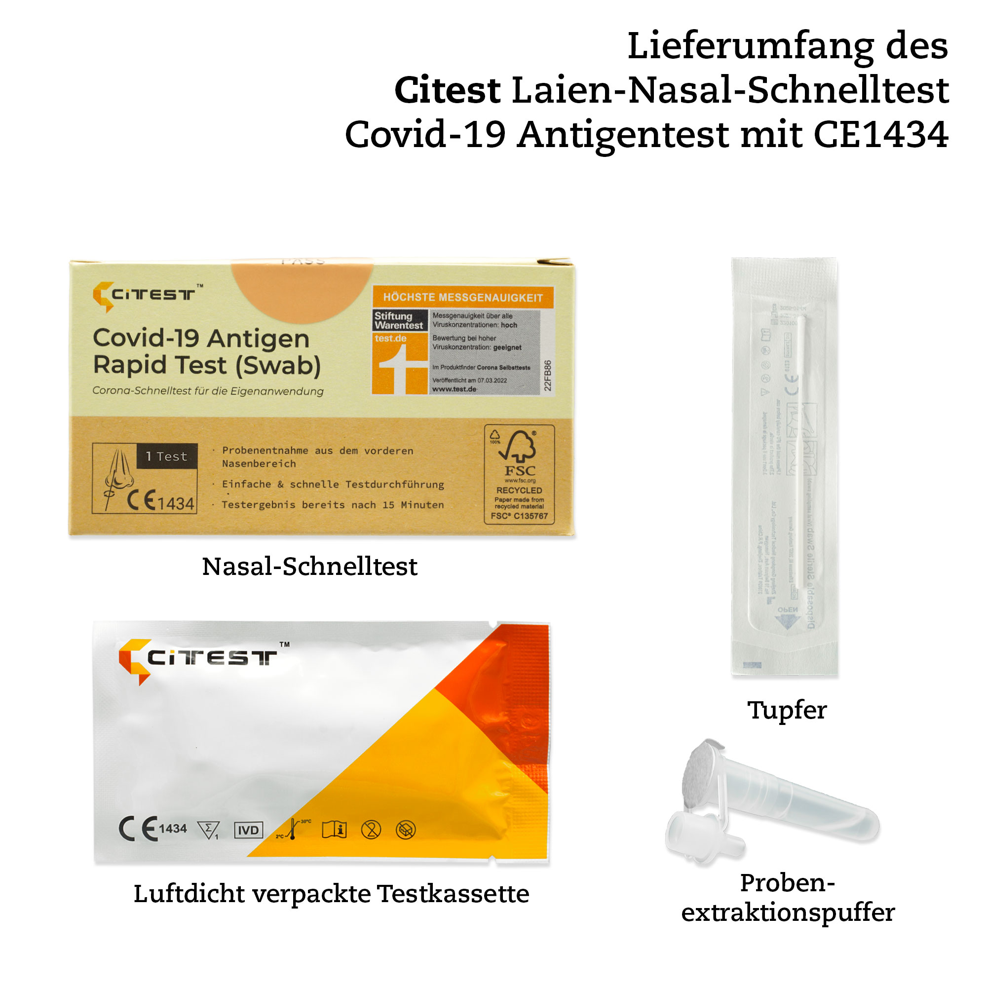 CITEST Co19 AntigenLaienSchnelltest CE1434 Diagnostische Sensitivität liegt bei 99,9 %