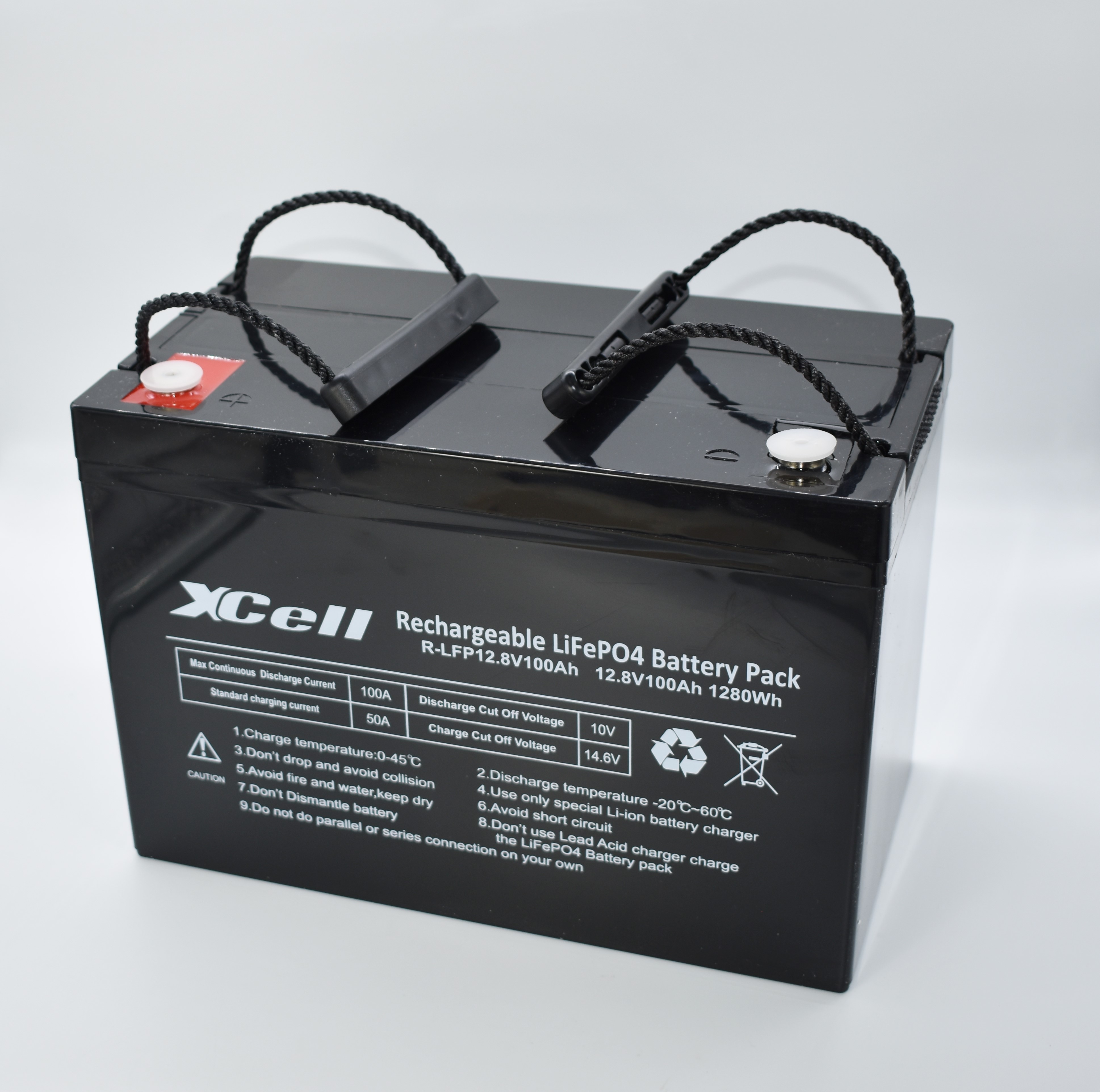 Bild H1: XCELL XCELFP12100 LiFePO₄ Akku mit 12,8 V und 100 Ah