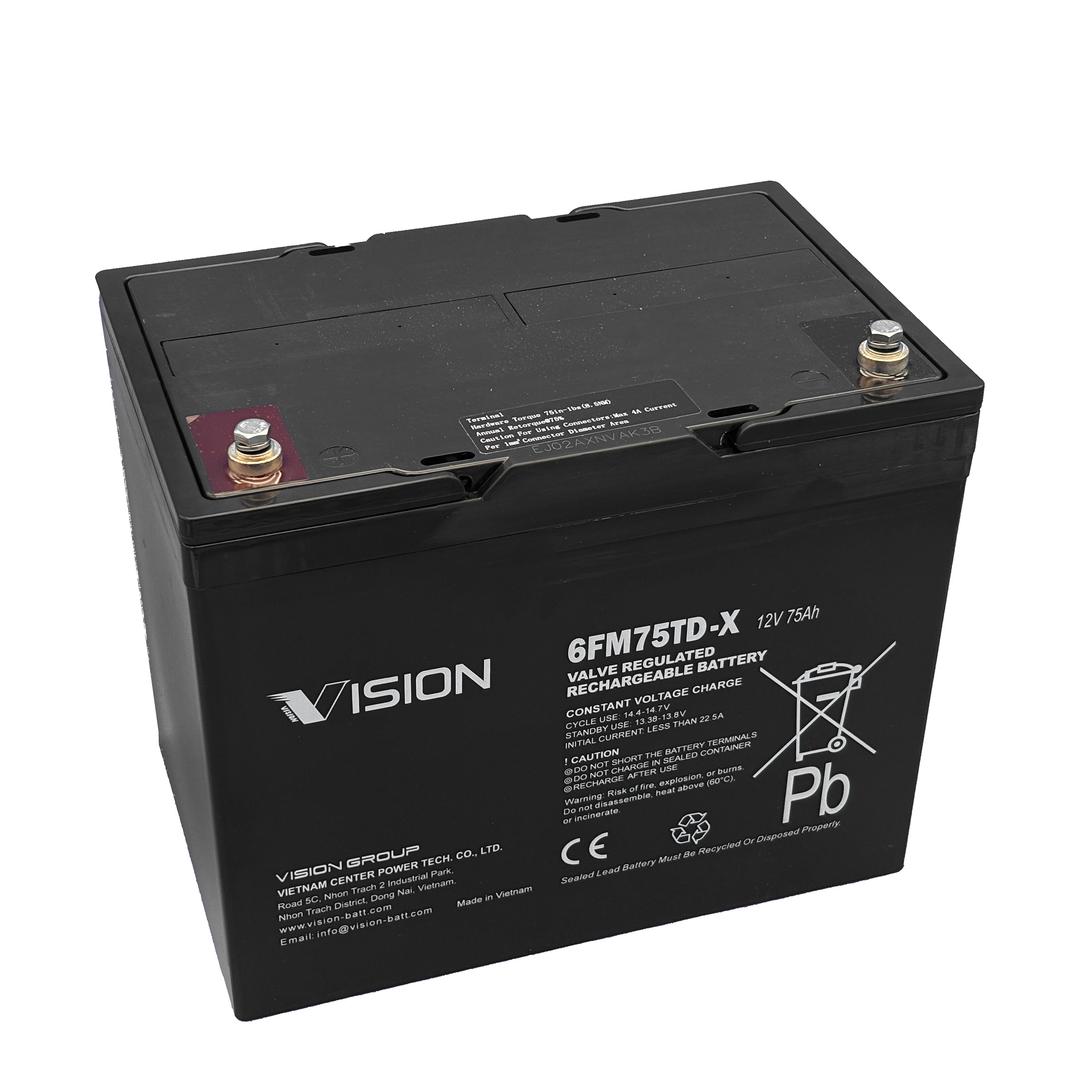 Vision Lead-acid battery 6FM75TDX Cyclic with 12V and 75Ah