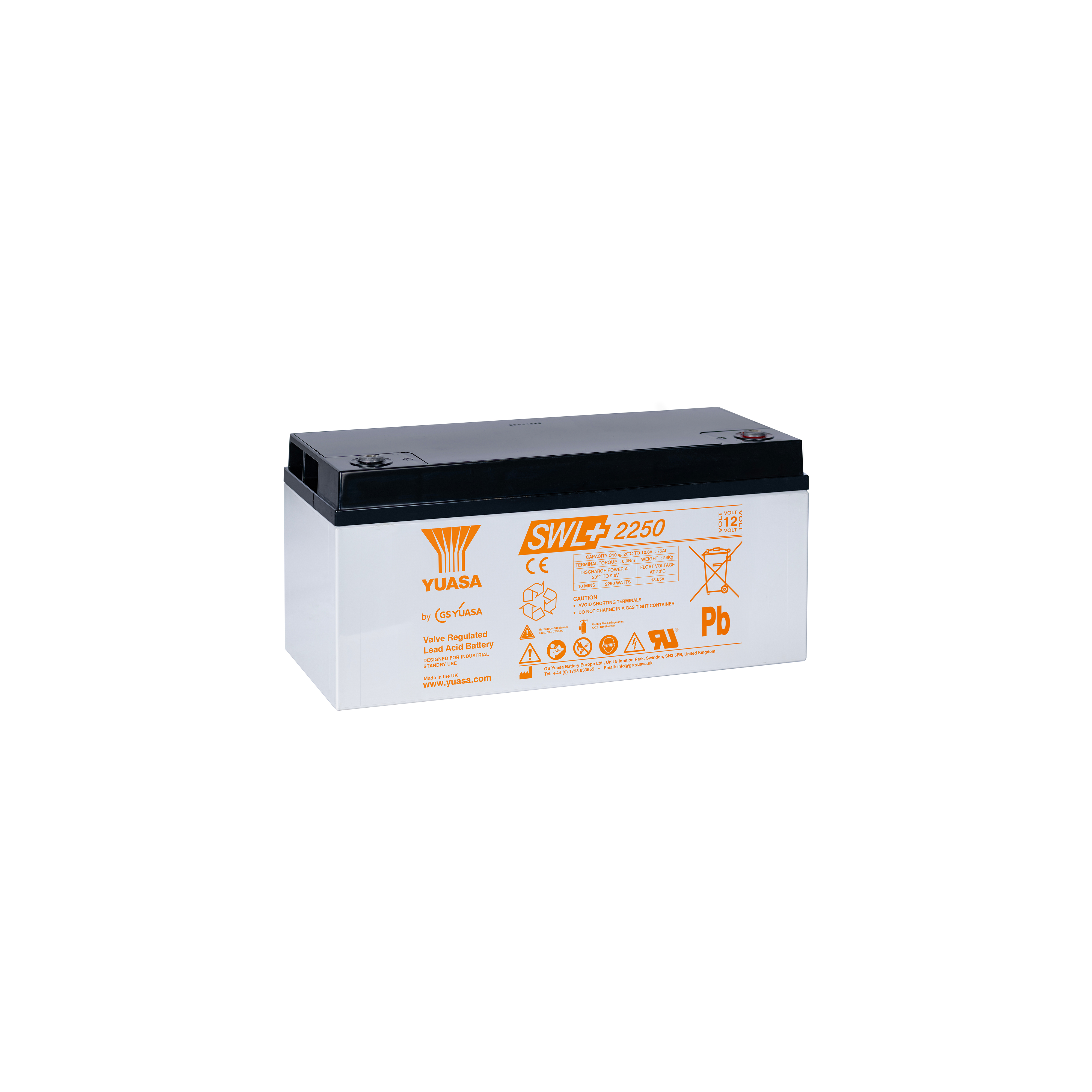 Yuasa SWL+2250 Industrielle VRLA-Batterie – 12V / 86Ah (High Rate Plus)