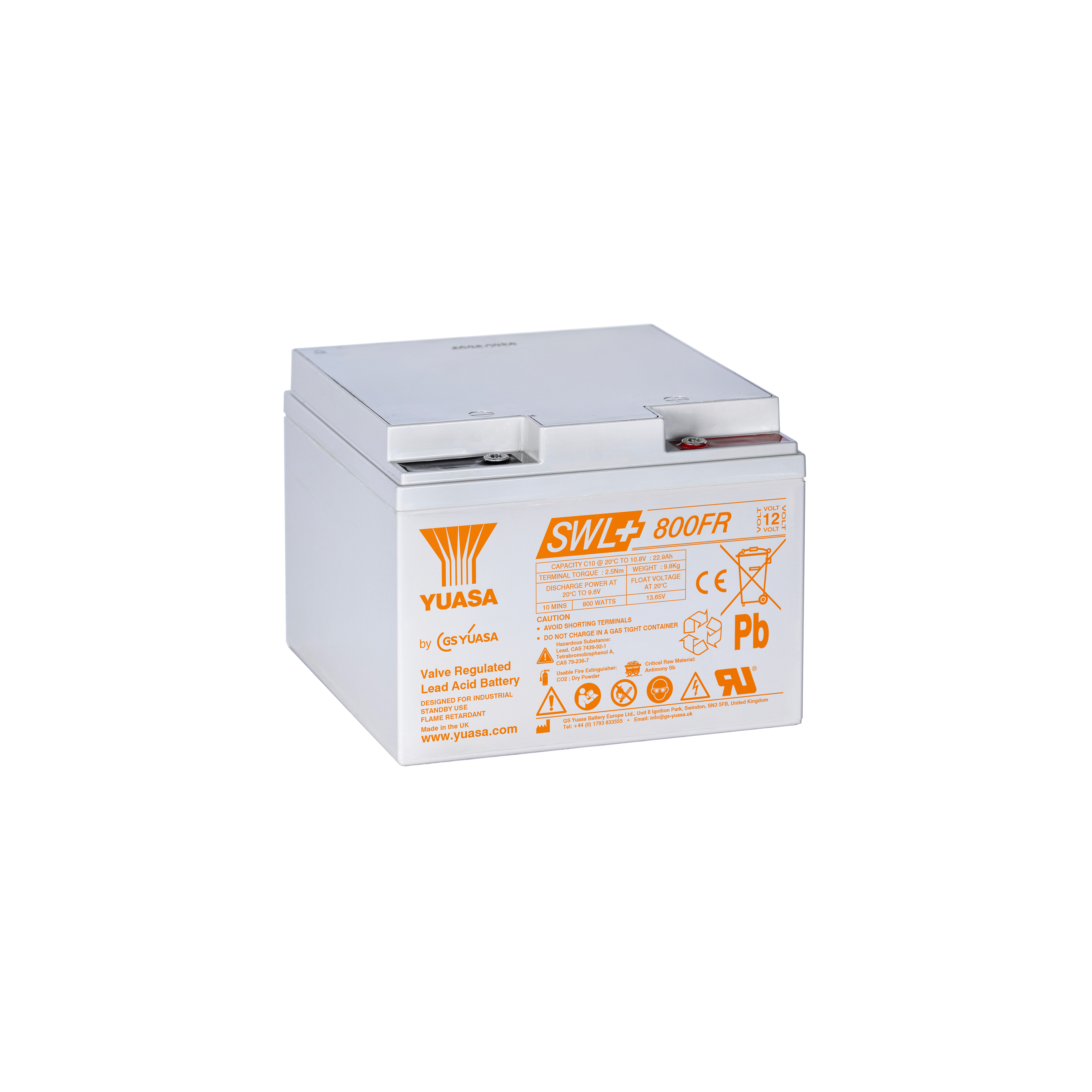 Yuasa SWL+800FR Industrielle VRLA-Batterie – 12V / 25Ah (Flammhemmend / High Performance)