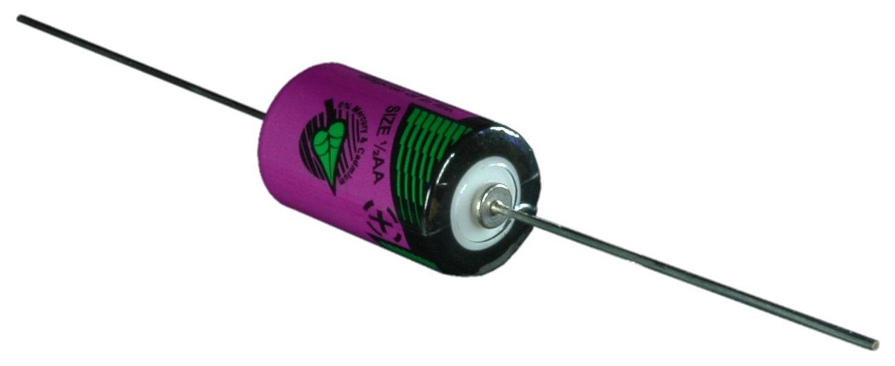 Tadiran SL-550P Hochtemperatur Lithium Batterie 1/2 AA mit 3,6 V und 0,8 Ah, mit axialen Pins Tadiran SL-550P Hochtemperatur Lithium Batterie 1/2 AA mit 3,6 V und 0,8 Ah, mit axialen Pins